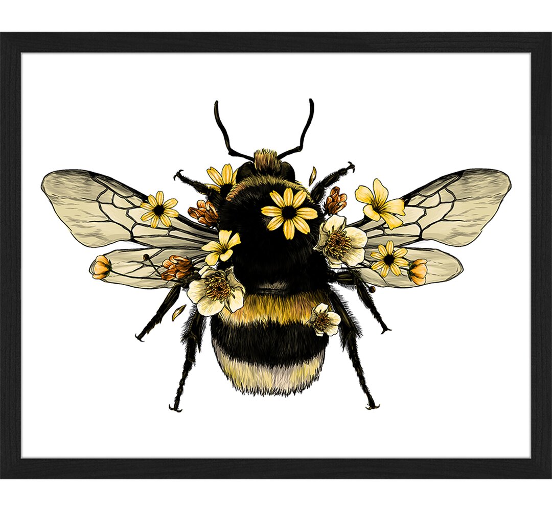 Gerahmtes Poster Flauschige Hummel