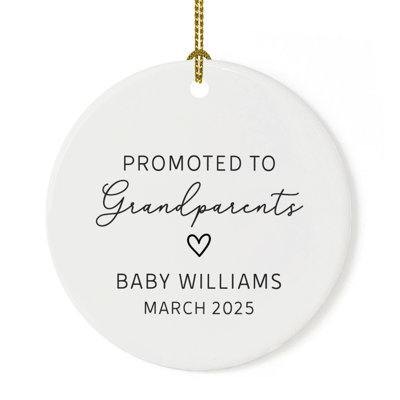 Custom Promoted To Grandparents Ornament Ceramic Christmas Baby Announcement 20XX