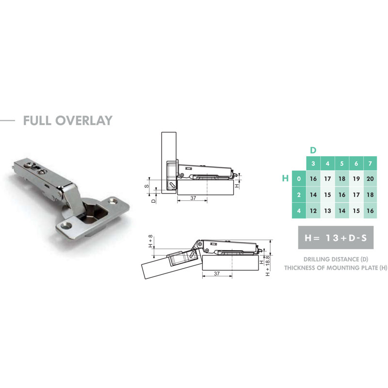 Ensemble de 10 charnières de 105 degrés + plaques croisées charnière à fermeture en douceur sans clip 3D sur recouvrement complet