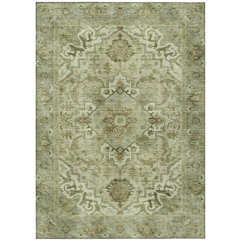 Machine Washable Indoor/Outdoor Colman ACN2164 Global Rug, Rectangle 5' x 7'6"