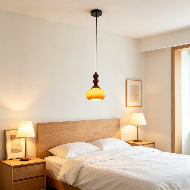 Luminaire suspendu caramel 1 lumière Mid-Century moderne, ampoule E26 chaude incluse