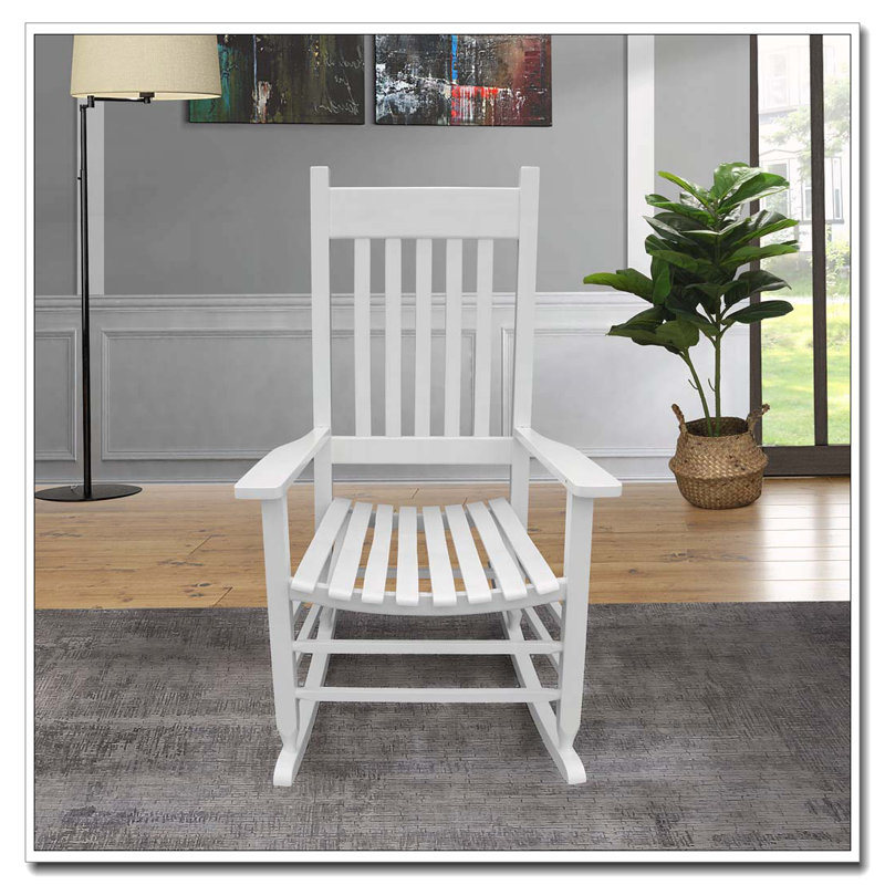 Chaise berçante en bois massif, Blanc