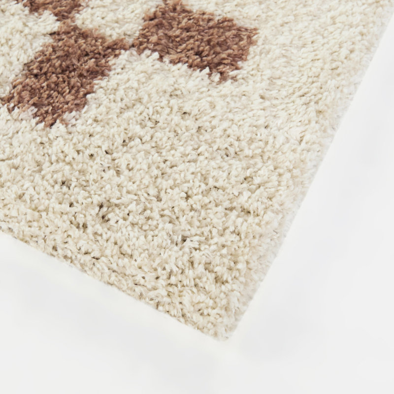 Yingling Tan Trellis Shag Area Rug, Rectangle 7 pi 10 po x 10 pi