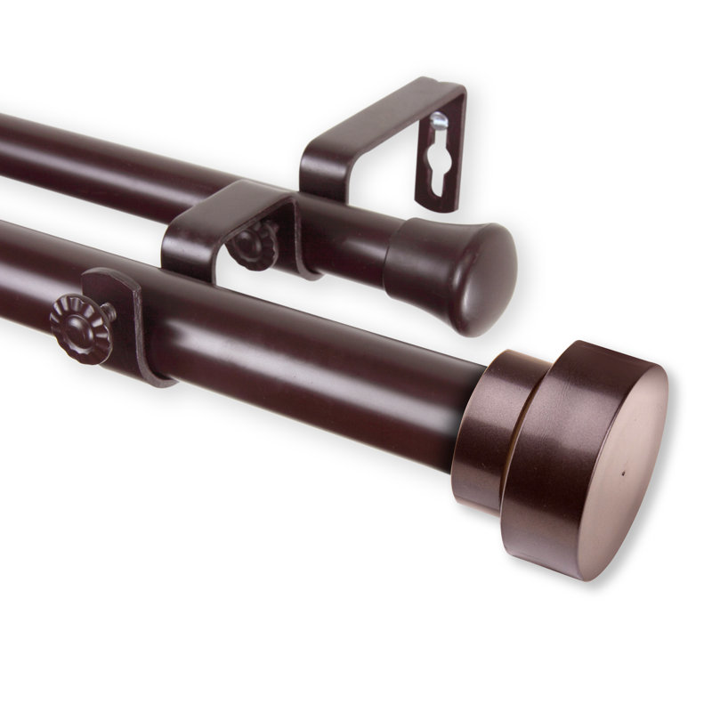 Tringle à rideaux double réglable, l 160 po à 240 po, Acajou
