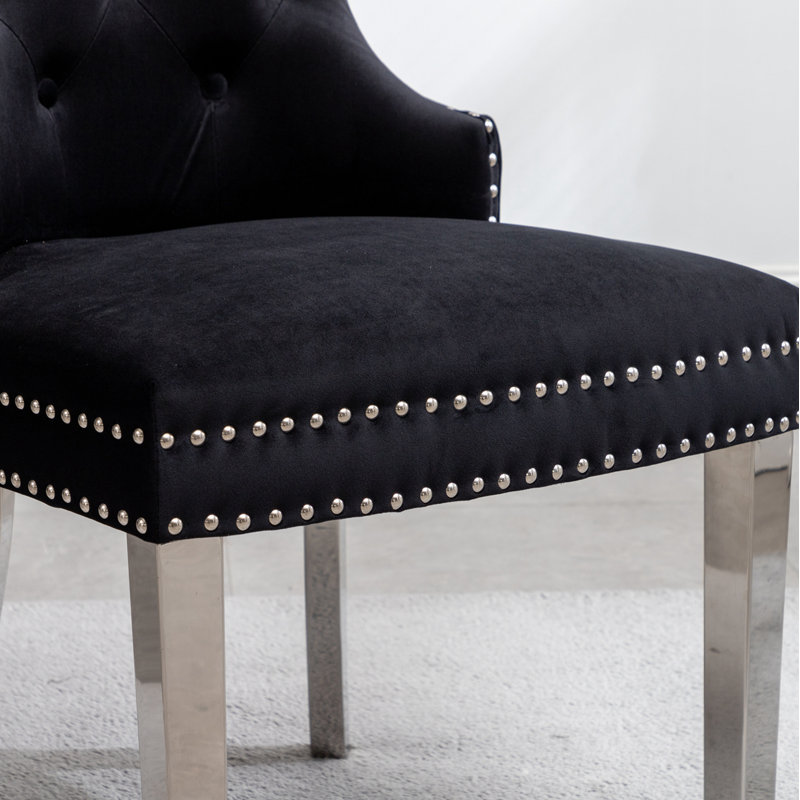 Kemarie Velvet Side Chair, Black Velvet
