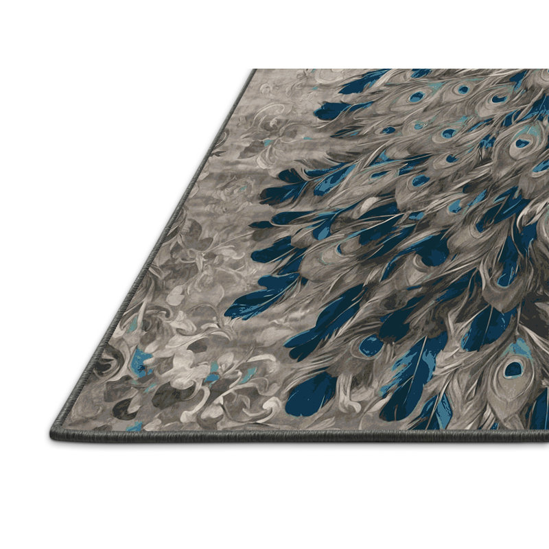 Tapis gris soyeux et moelleux, Rond 5 pi