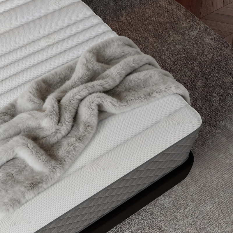 Matelas hybride à ressorts ensachés moyens 10 po / 12 po dans une boîte avec mousse certifiée CertiPUR-US, 12", Grand lit