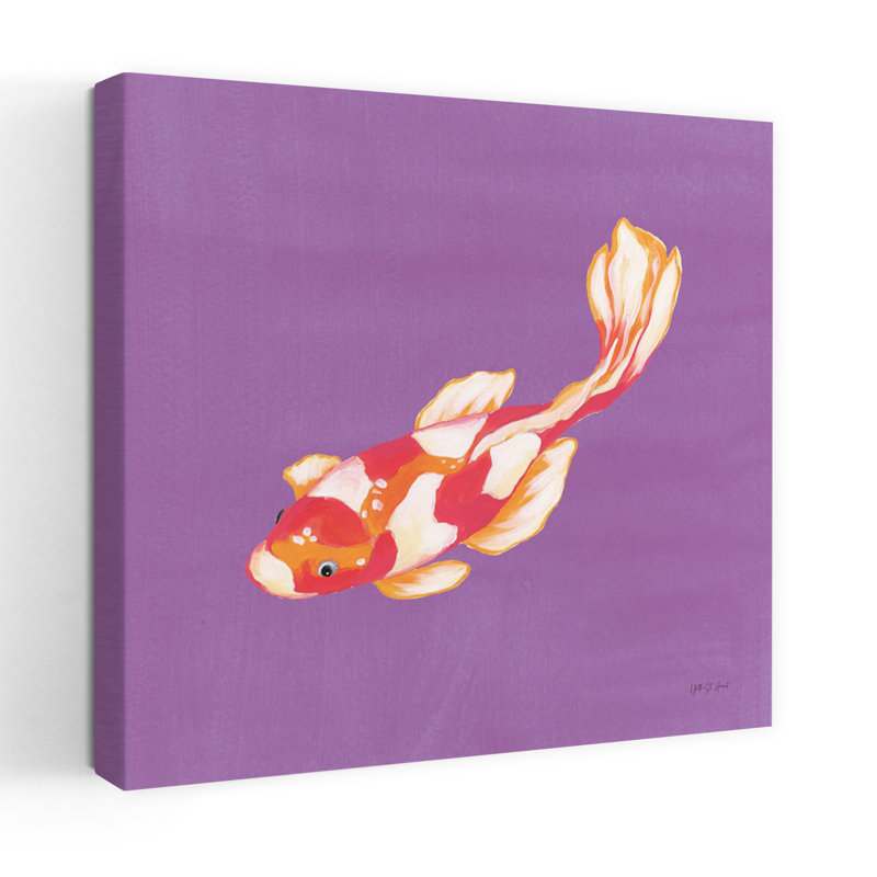 Art contemporain coloré Koi Iv avec des animaux, H 36 po x l 36 po