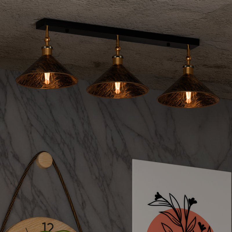 Plafonnier semi-encastré 3 lumières E26, Cone