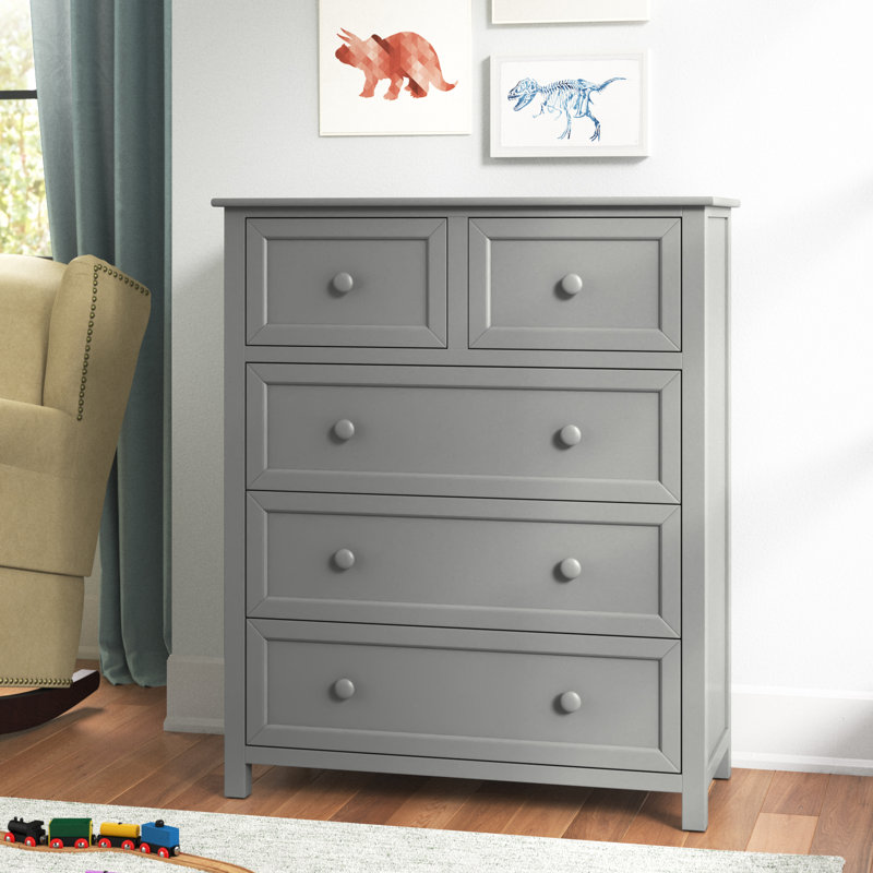Commode 5 tiroirs Harold, Gris