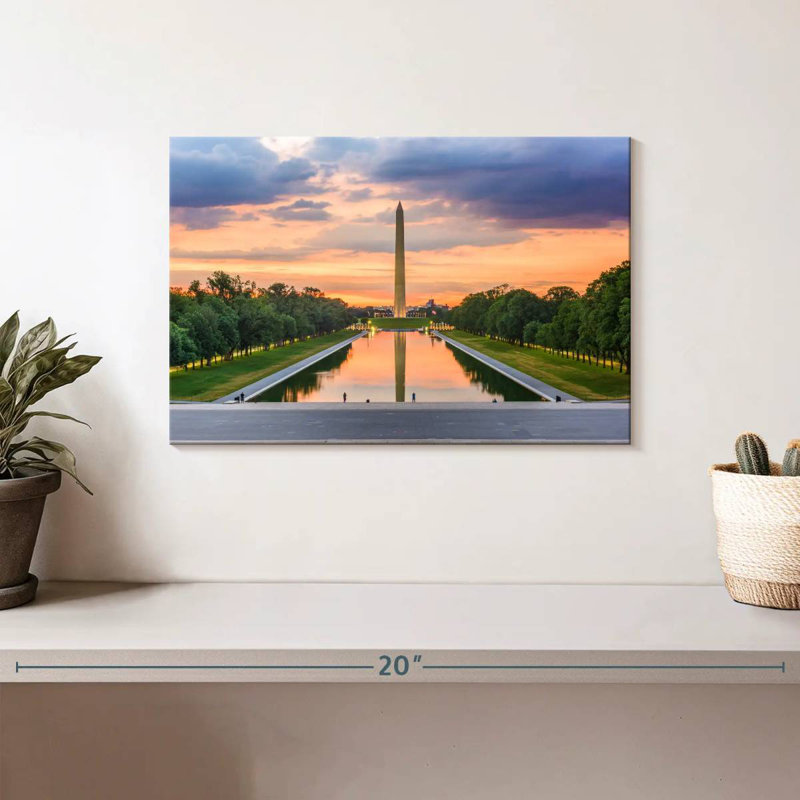 Monument de Washington au coucher du soleil, H 8 po x l 12 po
