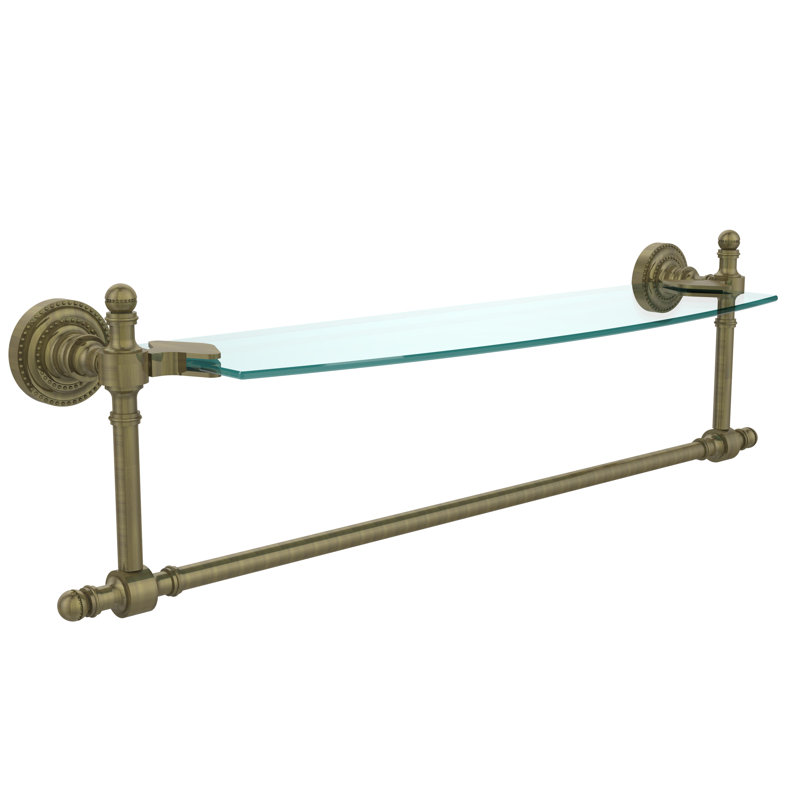 Godinez Bracket Shelf with Towel Bar, Antique Brass, 22"