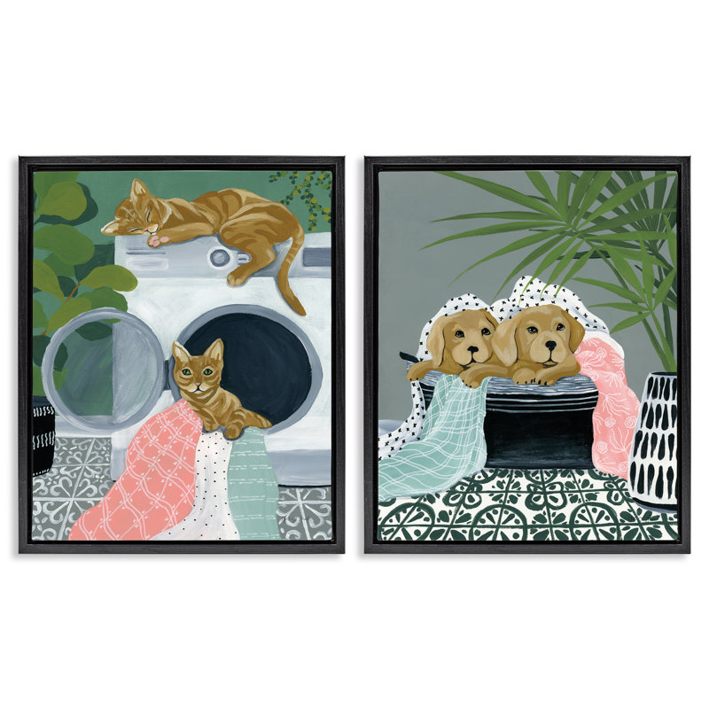  Cats & Dogs Laundry Room, Cadre flottant noir de jais, H 21 po x l 17 po