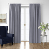 Walker Ticking Stripe Indigo/Ivory Cotton Simple Top Pocket Drapery Panel Set of 2