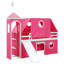 Lit simple mezzanine rose avec glissade, tente et structure de tour, apparence de clôture, trois positions pour les matériaux de glissade de chambre à coucher, lit semblable, espace supplémentaire