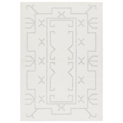Cobblefield Cream Gray Geometric Outdoor Rug