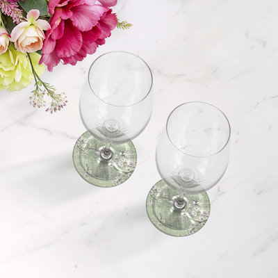 Blossom Fantasia Celadon Vegan Leather Round Coasters
