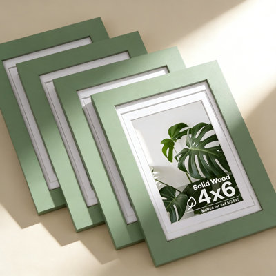 Solid Wood 4X6 Picture Frame Set With Plexiglass - Versatile Tabletop And Wall Mount Display For 3X4.5, 3.5X5, And 4X6 Photos