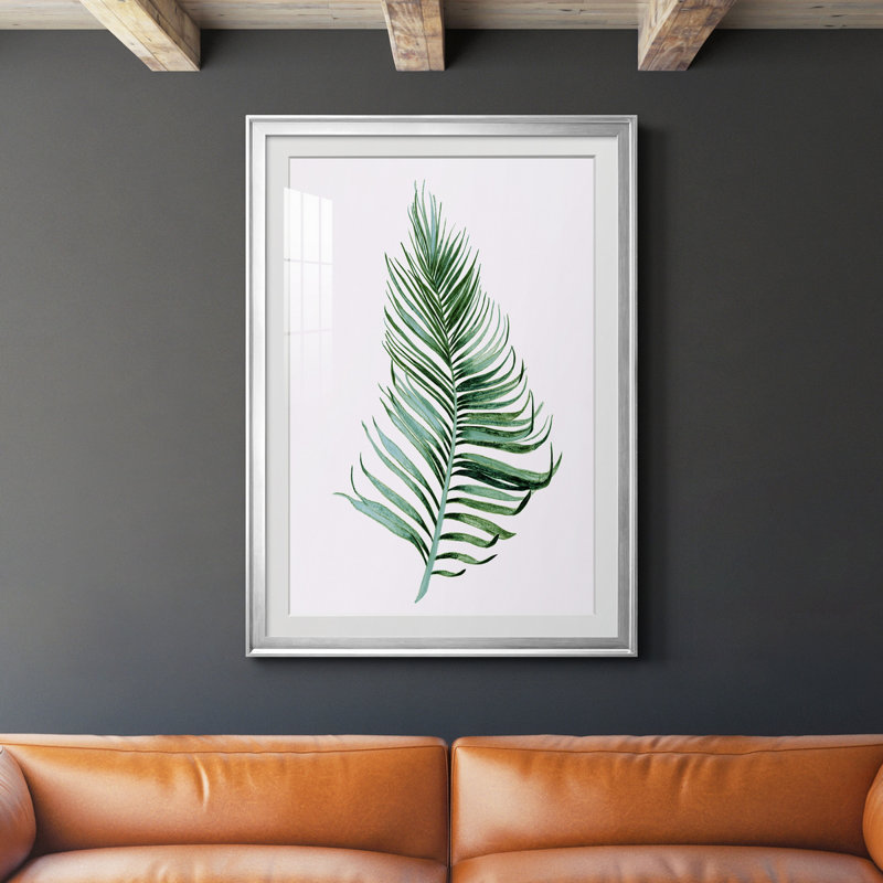 Sage Frond II - peinture encadrée, Argent, H 30,5 po x l 42,5 po x P 1,5 po