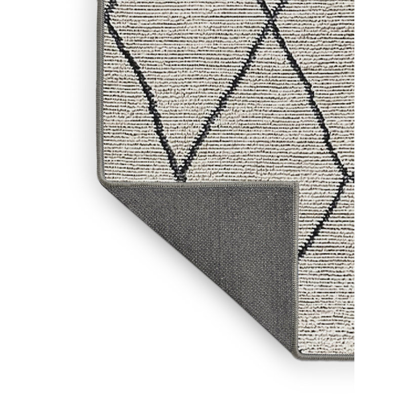 Tapis géométrique beige / noir Botkin, Rectangle 3 pi x 5 pi