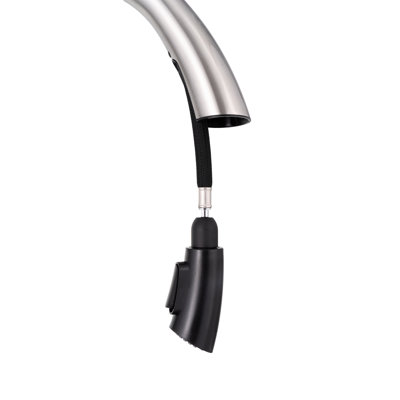 Single Handle Gooseneck 16.14 In. Pull Down Sprayer Kitchen Faucet W/ Button Control 360° Spout Swivel, 3-color Available