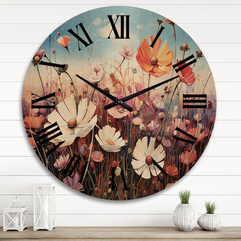 Horloge murale florale Wildlowers, Très grand