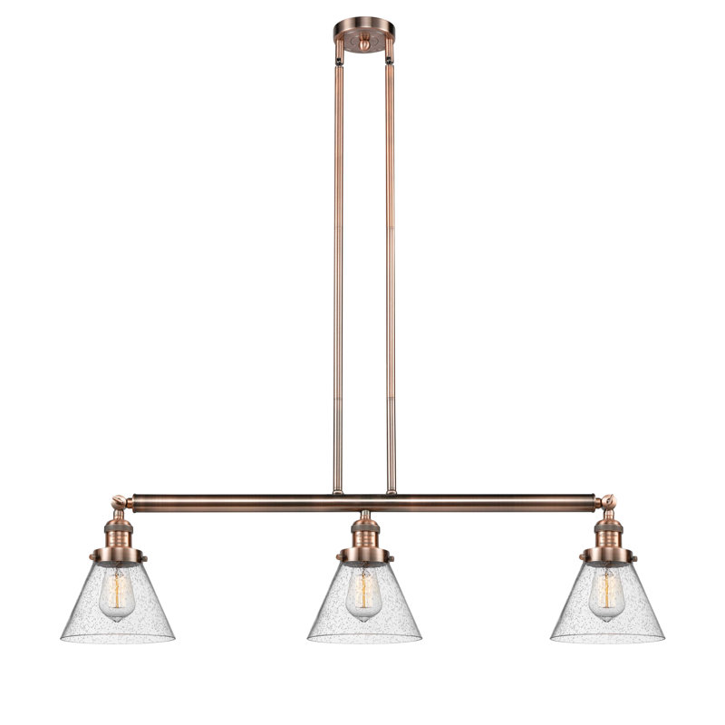 Morgan 3 - Light Kitchen Island Pendant, Seedy, No Bulb Included, Silver