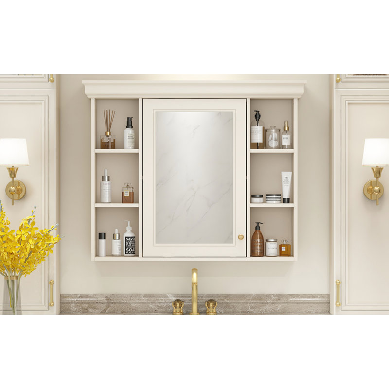 Armoire à pharmacie murale 35 po x 28 po à fixation murale bleue avec 6 tablettes ouvertes | Quincaillerie résistante à l'humidité et à la rouille