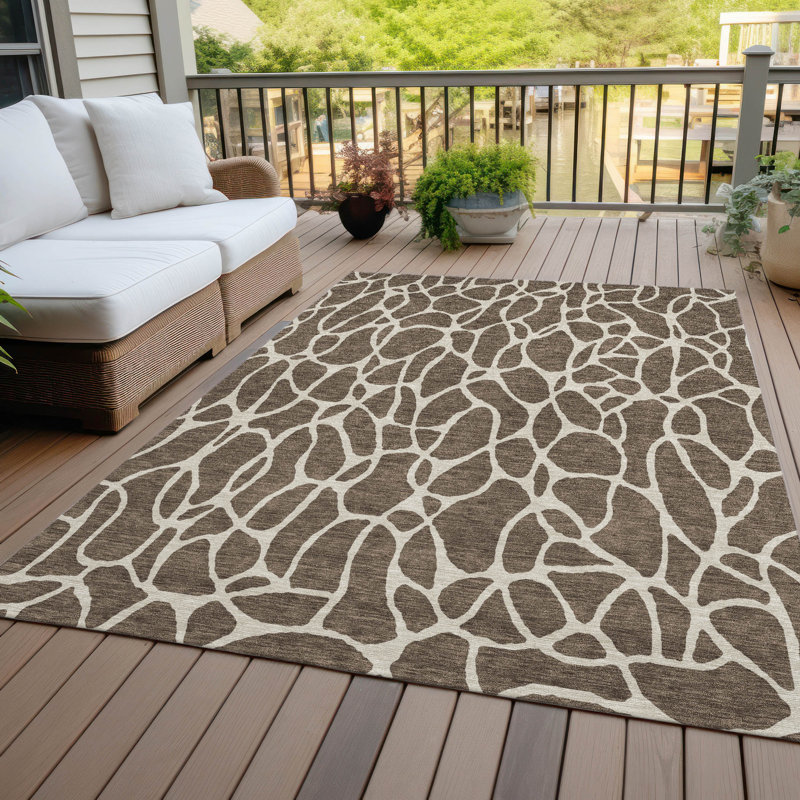 Zarelia Fudge Washable Indoor-Outdoor Rug - , 3' x 5'