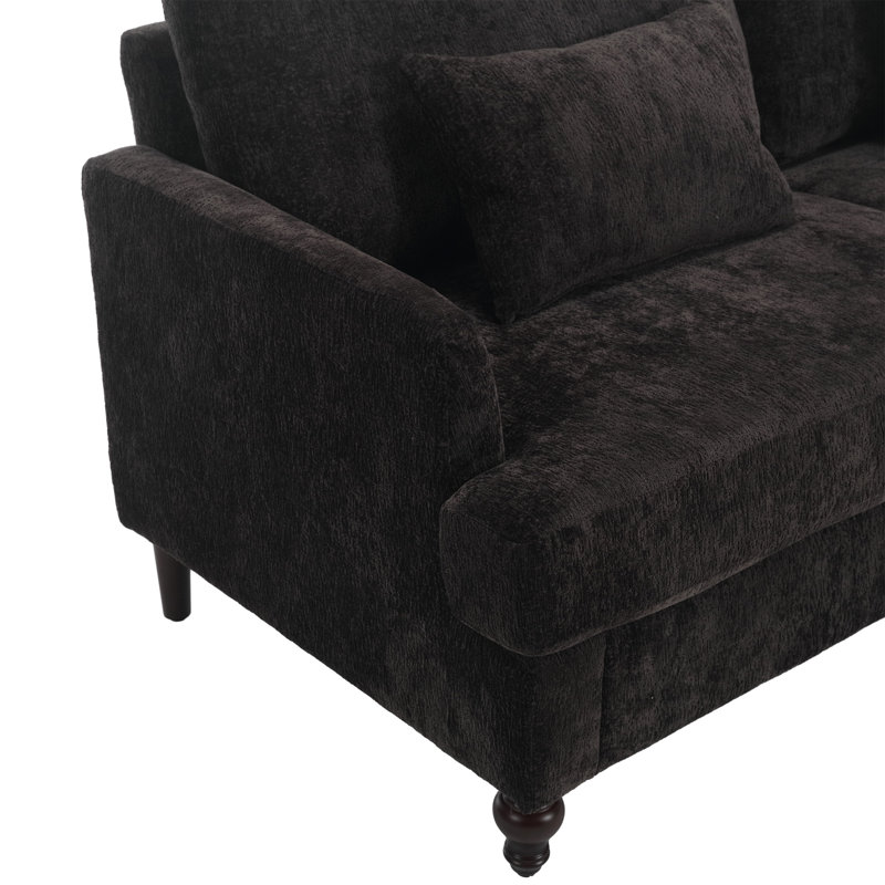Canapé en chenille de style Mid-Century, Chenille noir