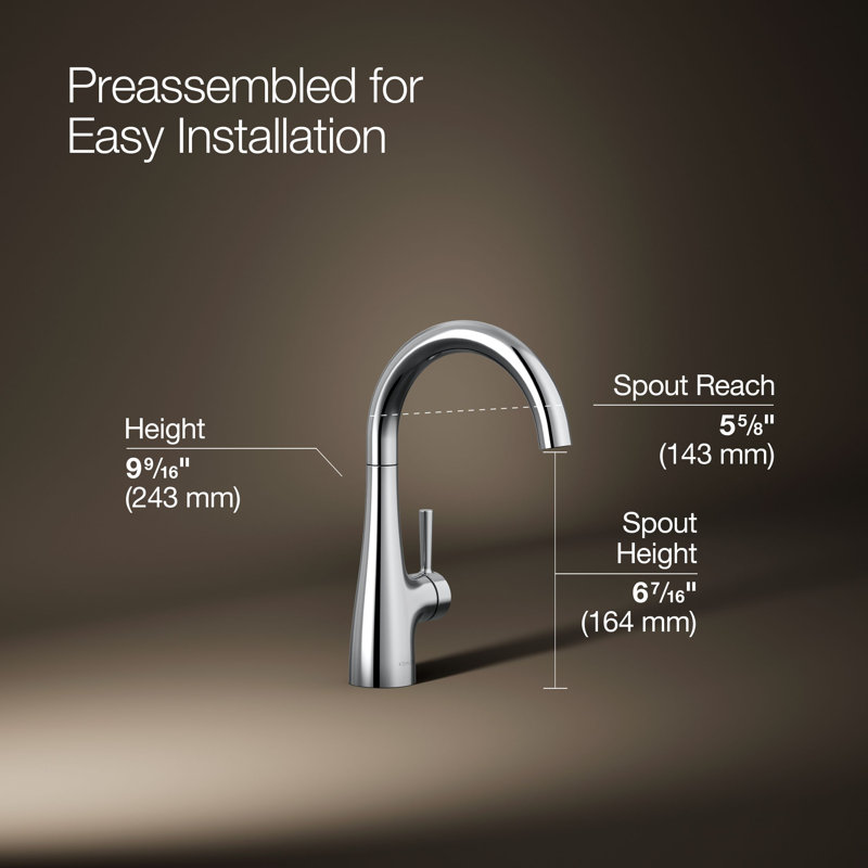 Transitional Beverage Faucet, Polished Chrome