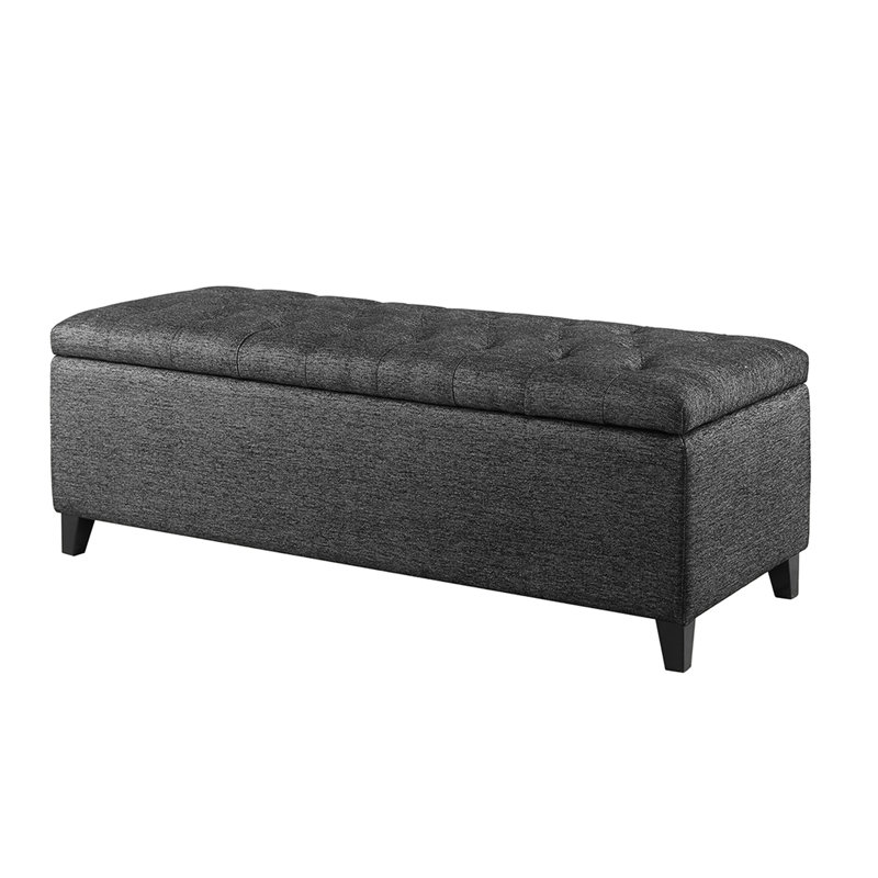 Navy Seat With Interior Storage Compartment Bench Upholstery - Accent Piece, Charcoal