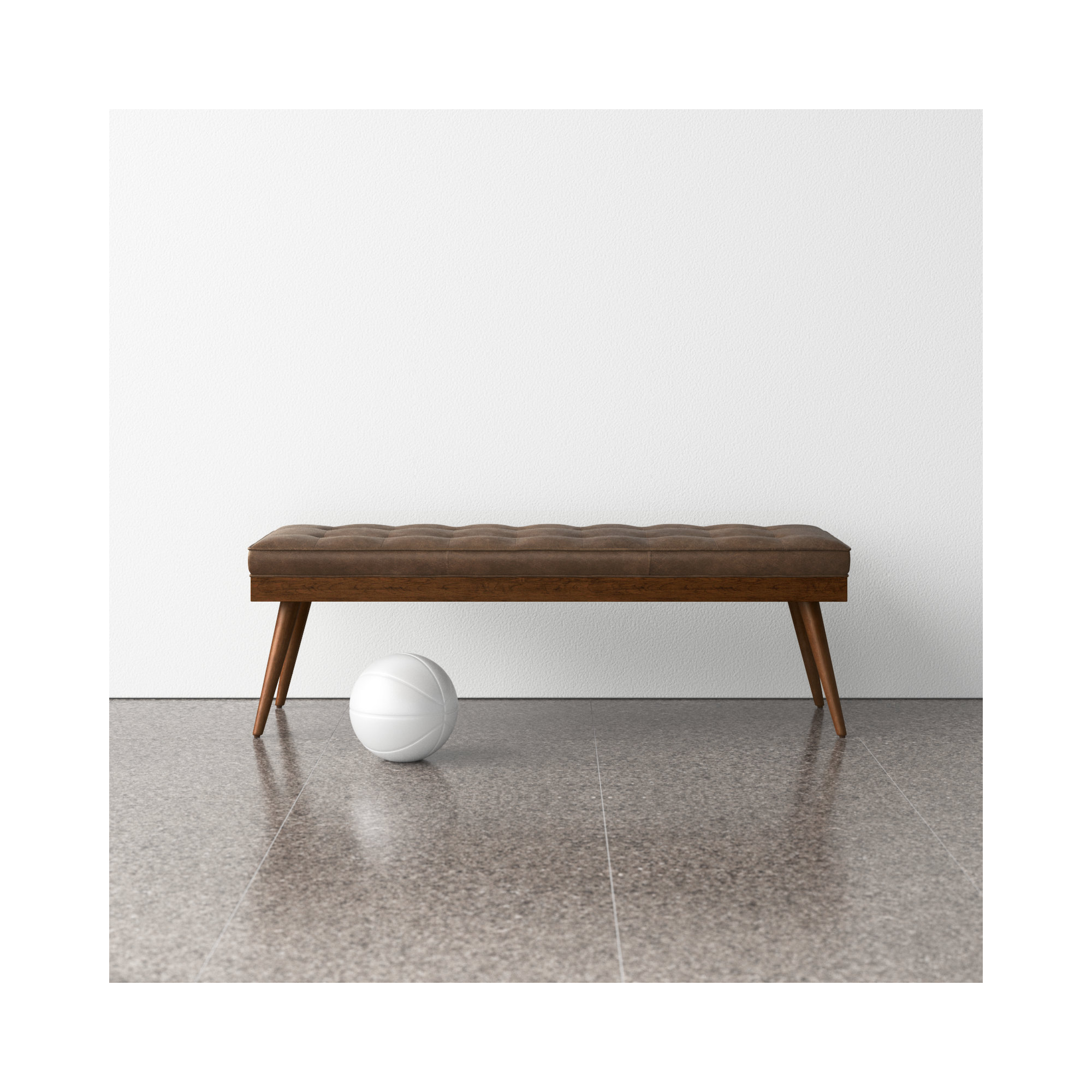Luca Full-Grain Italian Genuine Leather Bench, Cocoa Brown