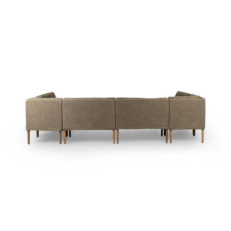 Aurelia 6-Piece Sectional, Broadway Olive Linen, 34.5" H x 131" W x 75" D