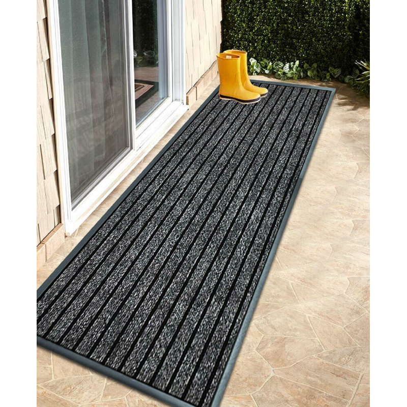 Non-Slip Indoor Outdoor Door Mat, Grey, Rectangle 50 x 90 cm