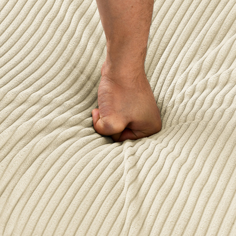 Repose-pieds - Chenille beige, structure en bois idéale pour une utilisation quotidienne en tissu chenille, mousse haute résilience confortable et espace