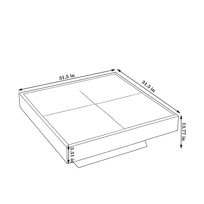 Nordic French Retro Modern Wood Coffee Table, 13.77" H x 31.5" L x 31.5" W 
