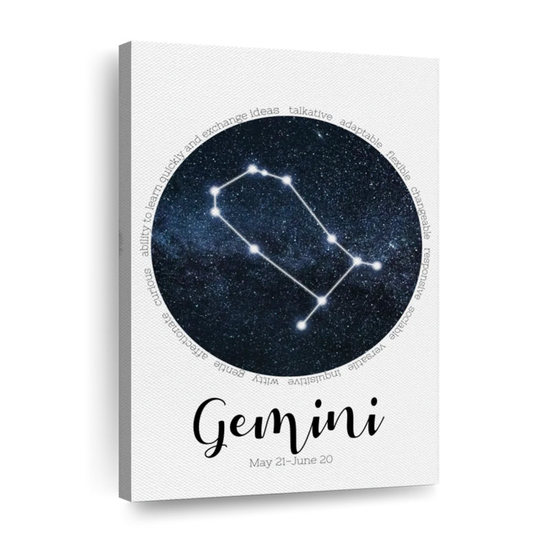 Gémeaux, constellation d'étoiles, H 45 po x l 30 po x P 1,25 po
