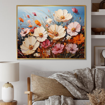 «White Pink Wildflowers Natures Symphony I», reproduction d'art sur toile