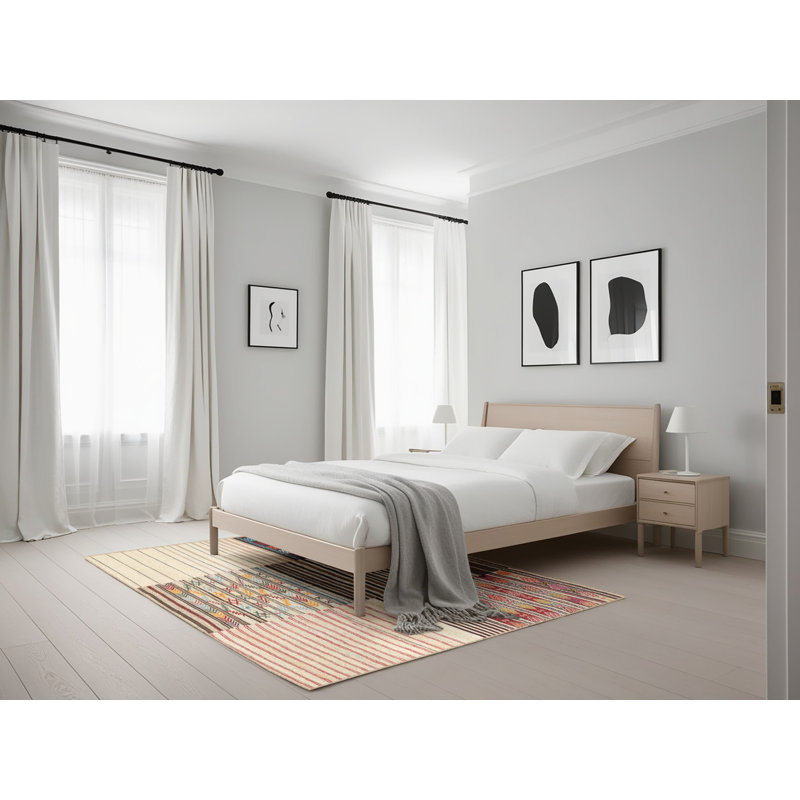 Beige contemporain/Tapis décoratif gris, Rectangle 5 pi x 7 pi