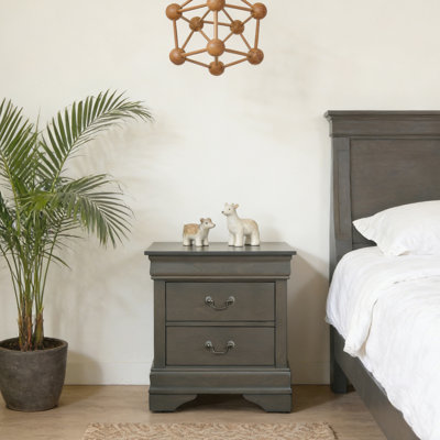 1pc Table de chevet grise Louis Philippe