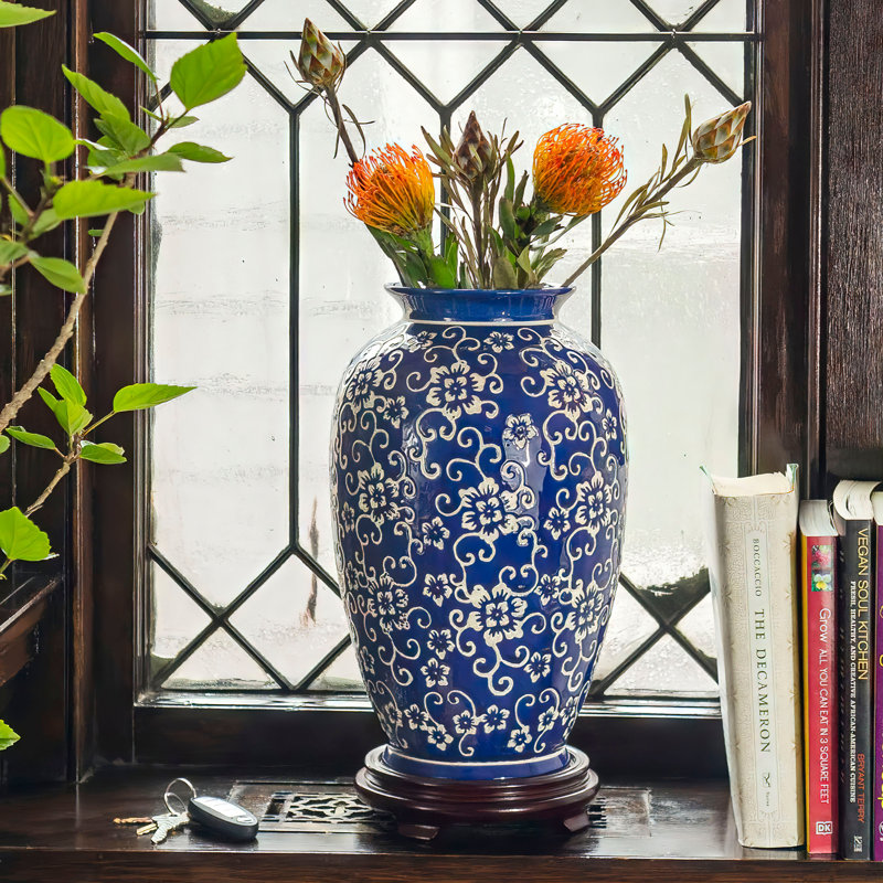 Amesha Tung Chi Table Vase, Blue Floral