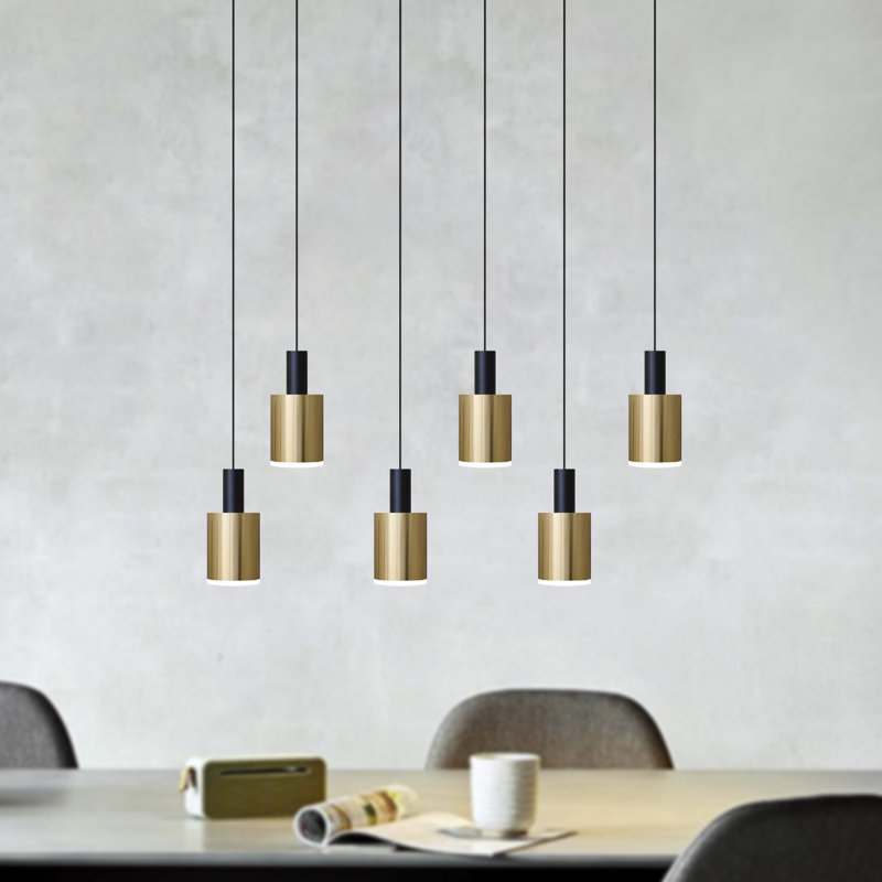 Essoura 6 - Light Cluster Pendant, Black/Brass