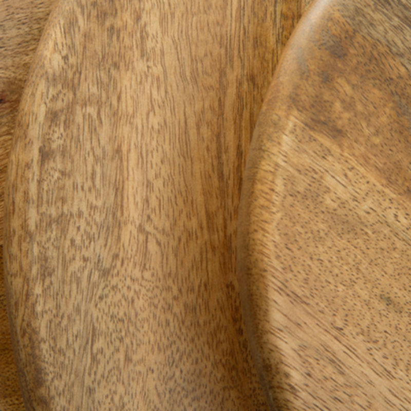 Ensemble de 3 plateaux de service décoratifs en bois brun miel Piya