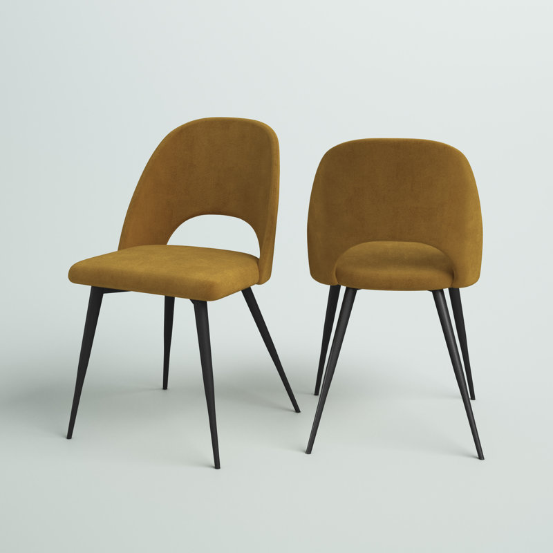 Alexavia 18'' H Velvet Upholstered Metal Side Chair, Gold