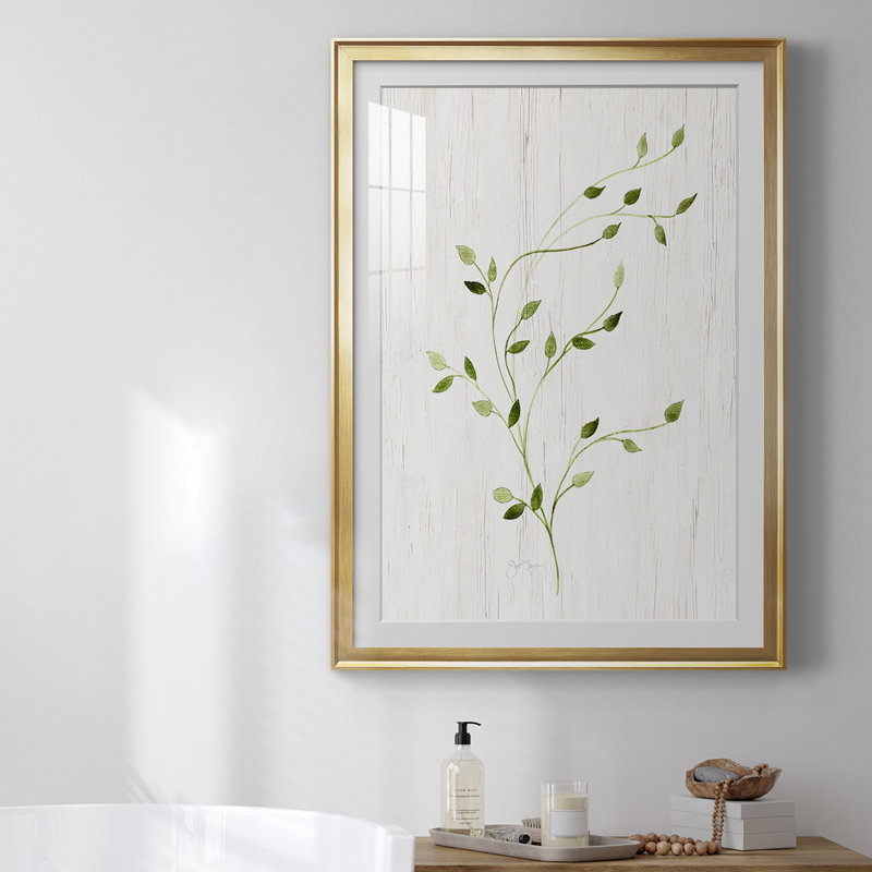 «Windblown Leaves I», reproduction encadrée de qualité supérieure - prête à être accrochée, Cadre doré