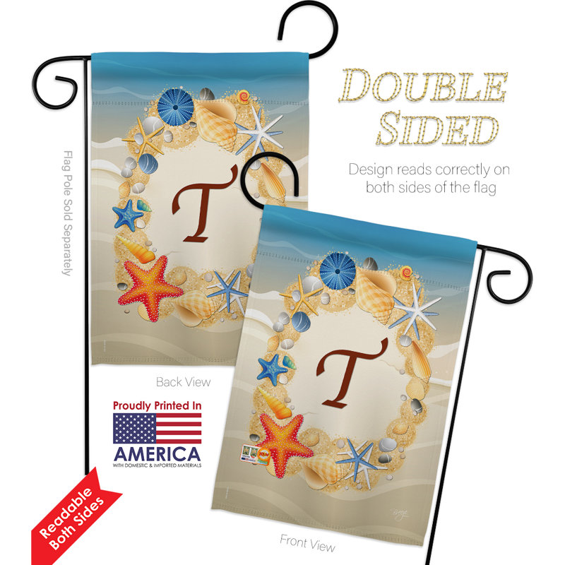Drapeau de jardin en polyester 13 po x 18,5 po summer v initial, T