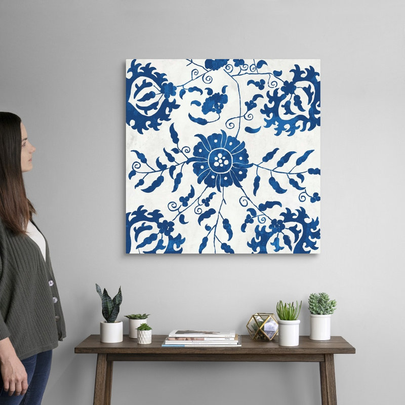 Reproduction d’art sur toile marocaine Indigo Tile I par Aimee Wilson, Toile tendue, H 30 po x l 30 po x P 1,25 po