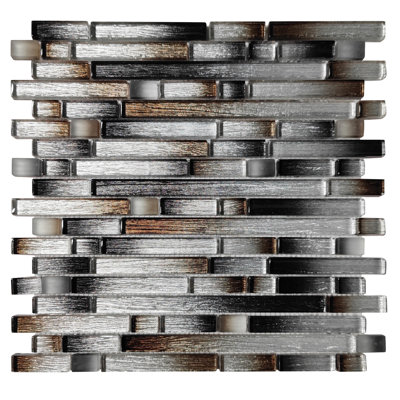 Kirshe 12" x 12" Random Sized Glass Linear Mosaic Wall Tile