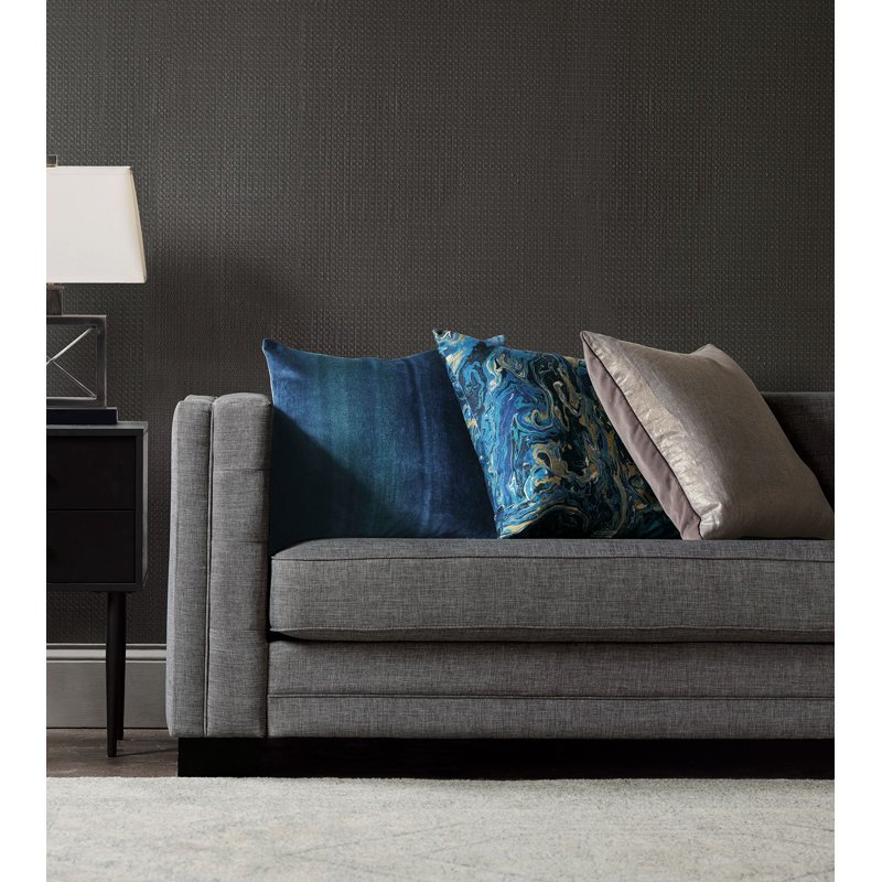 Velvet Square Pillow Cover & Insert, Ombre Peacock, Feather